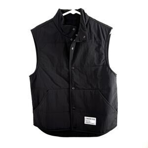 Standard Issue Black Nylon Snap Front Puffer Vest Men Small
